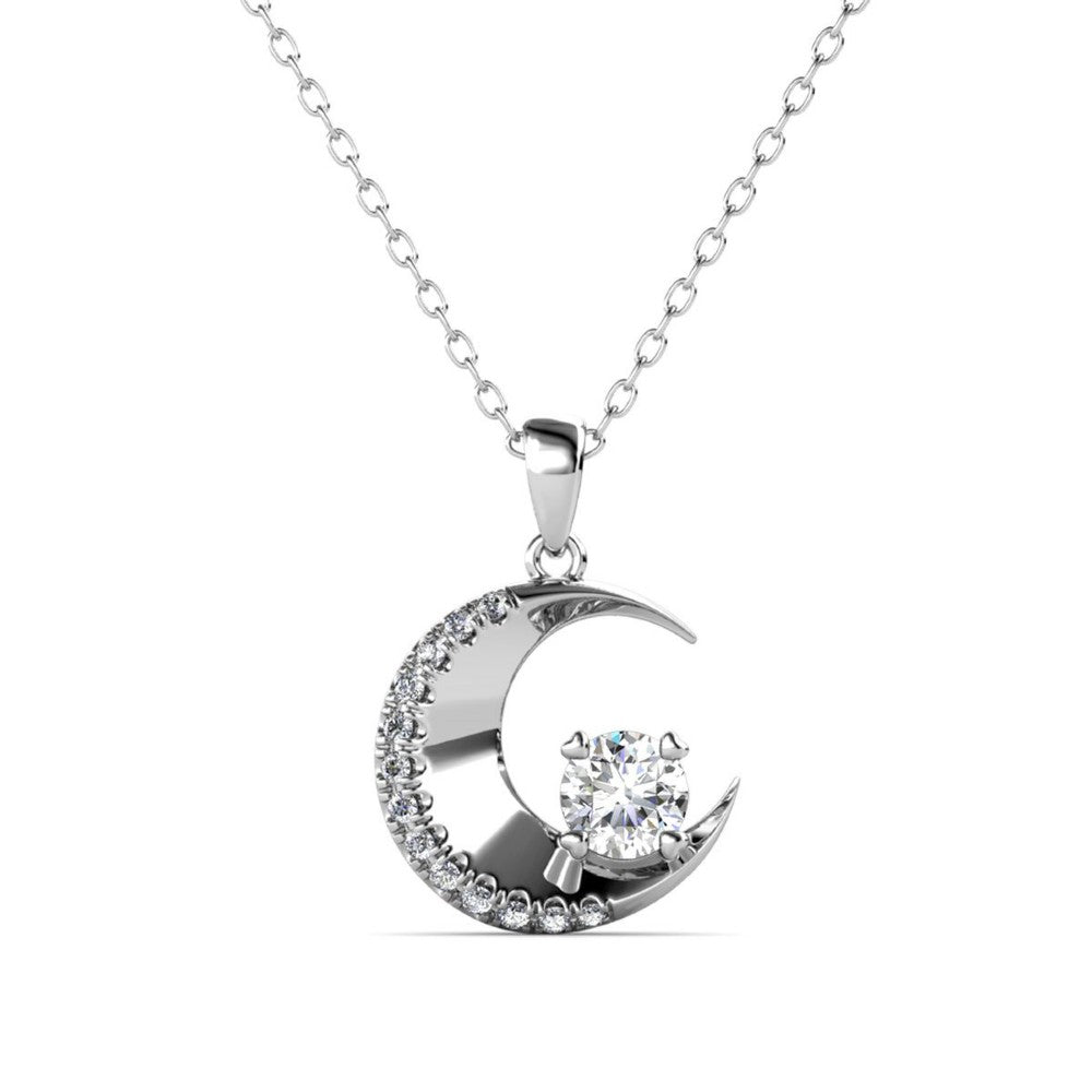 Celèsta 925 Sterling Silver 0.6ct Moissanite Crescent Necklace