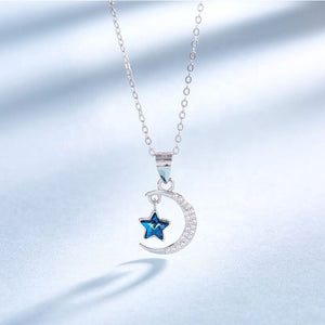 HerJewellery 925 Sterling Silver Crescent Necklace with Swarovski Crystal