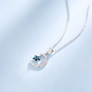 HerJewellery 925 Sterling Silver Crescent Necklace with Swarovski Crystal