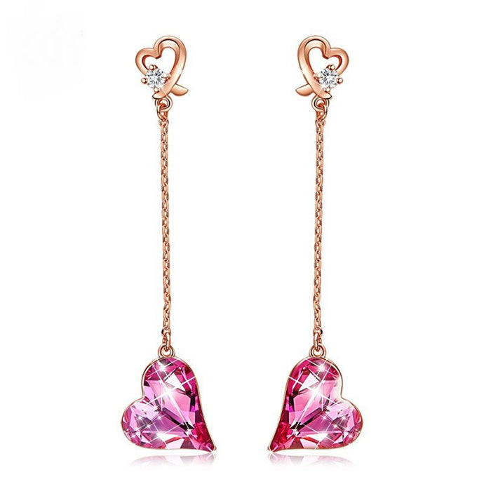 HerJewellery Gracie Heart Drop Earrings with Swarovski Crystal