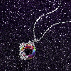 HerJewellery 925 Sterling Silver Ella Halo Necklace with Swarovski Crystals