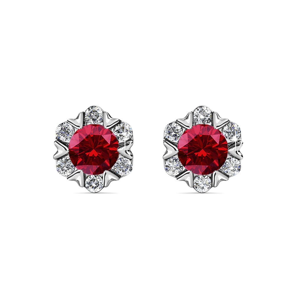 Destiny Petal Garnet/January Birthstone Earring with Swarovski Crystals