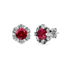 Load image into Gallery viewer, Destiny Petal Garnet/January Birthstone Earring with Swarovski Crystals