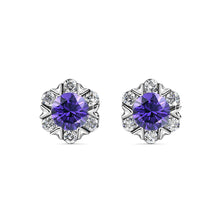 Load image into Gallery viewer, Destiny Petal February/Amethyst Birthstone Earring with Swarovski Crystals