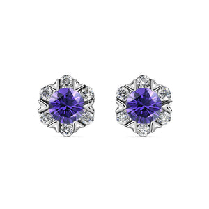 Destiny Petal February/Amethyst Birthstone Earring with Swarovski Crystals