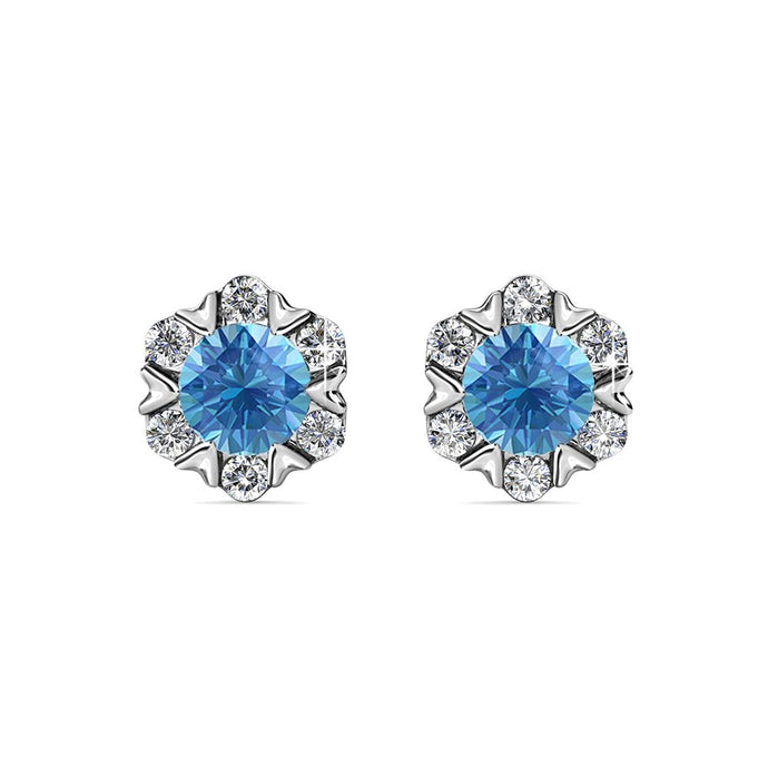 Destiny Petal March/Aquamarine Birthstone Earring with Swarovski Crystals