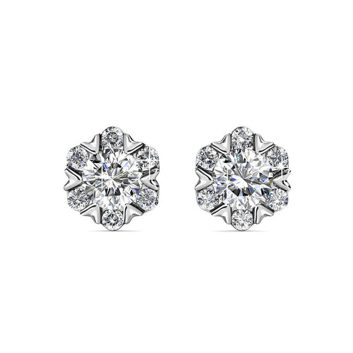 Destiny Petal April/Diamond Birthstone Earring with Swarovski Crystals