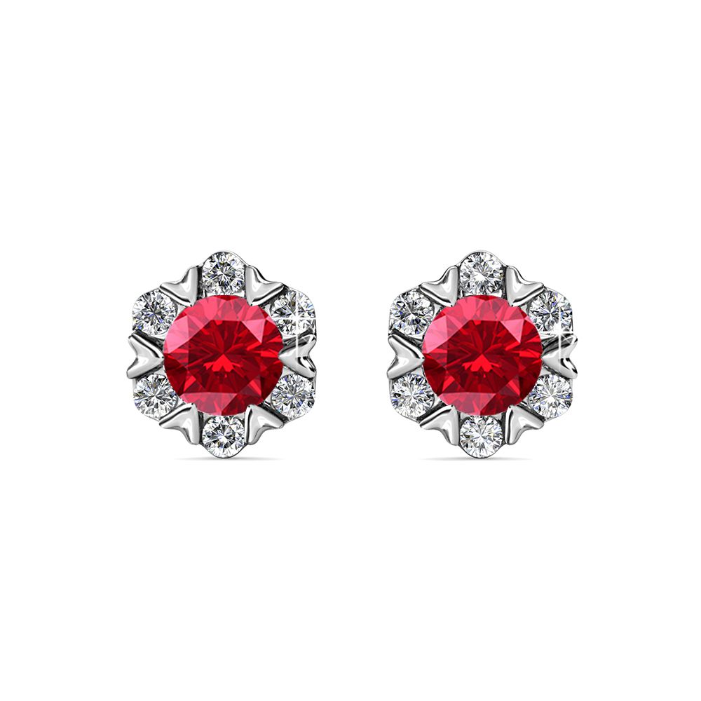 Destiny Petal July/Ruby Birthstone Earring with Swarovski Crystals