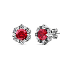 Load image into Gallery viewer, Destiny Petal July/Ruby Birthstone Earring with Swarovski Crystals