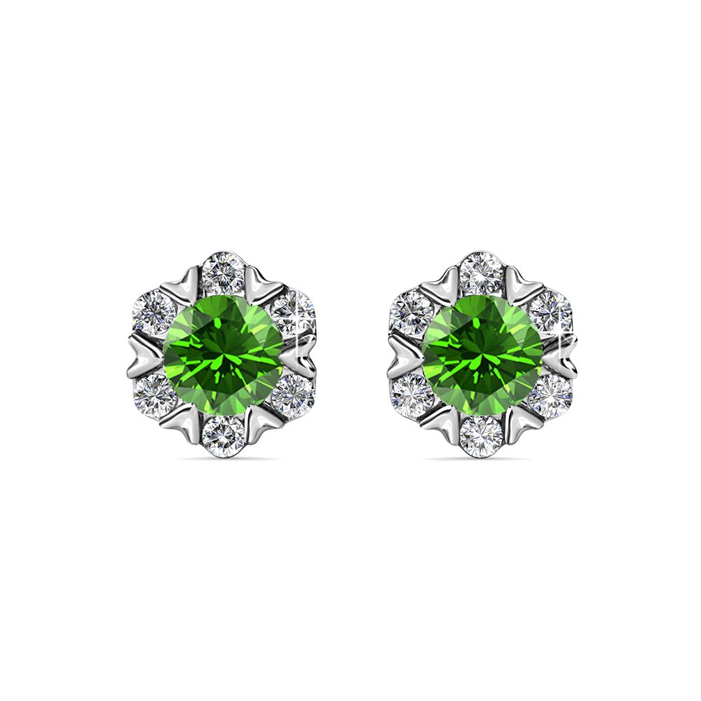 Destiny Petal August/Peridot Birthstone Earring with Swarovski Crystals