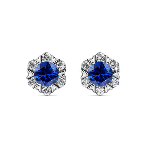 Destiny Petal September/Sapphire Birthstone Earring with Swarovski Crystals