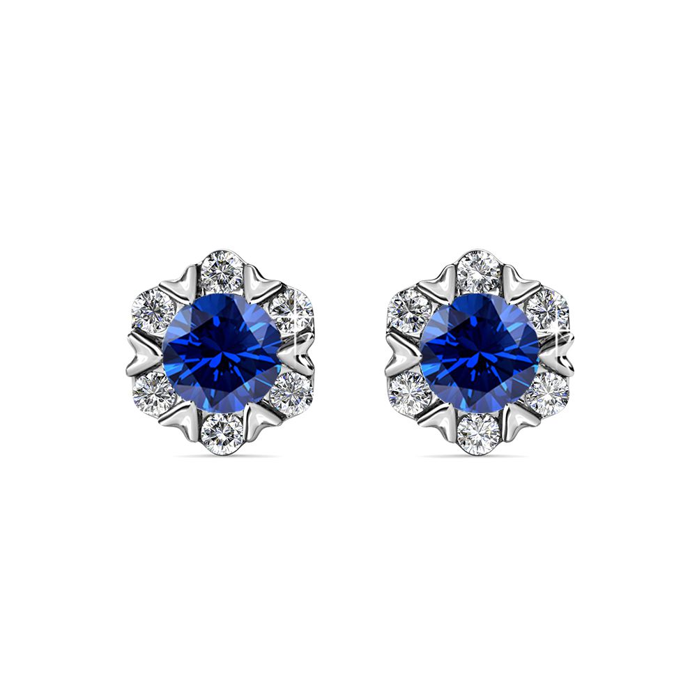 Destiny Petal September/Sapphire Birthstone Earring with Swarovski Crystals