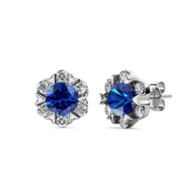 Load image into Gallery viewer, Destiny Petal September/Sapphire Birthstone Earring with Swarovski Crystals