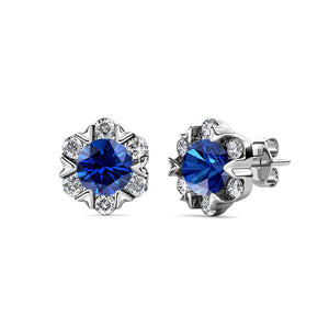 Destiny Petal September/Sapphire Birthstone Earring with Swarovski Crystals