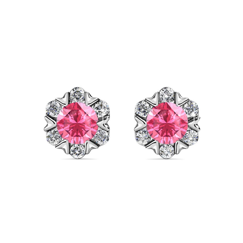Destiny Petal October/Pink Birthstone Earring with Swarovski Crystals