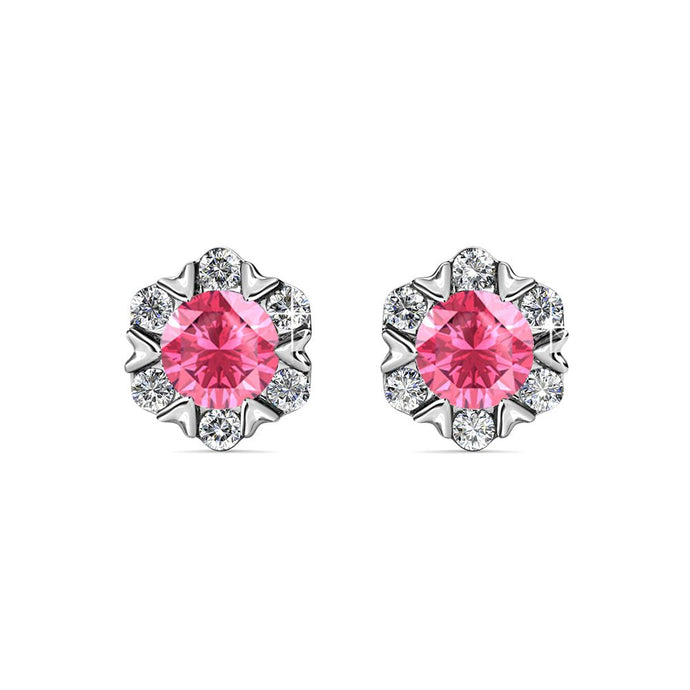 Destiny Petal October/Pink Birthstone Earring with Swarovski Crystals