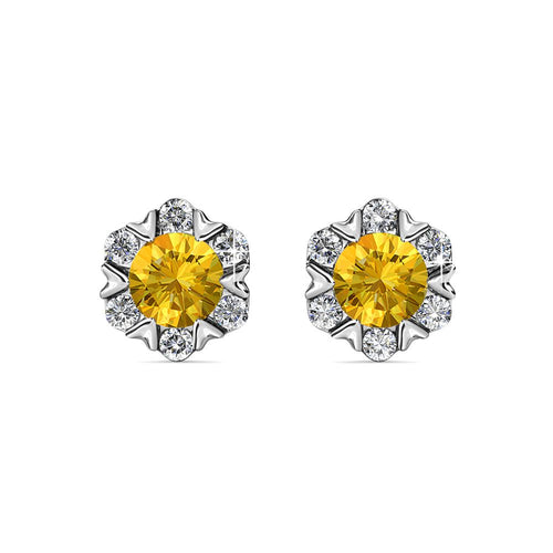 Destiny Petal November/Citrine Birthstone Earring with Swarovski Crystals