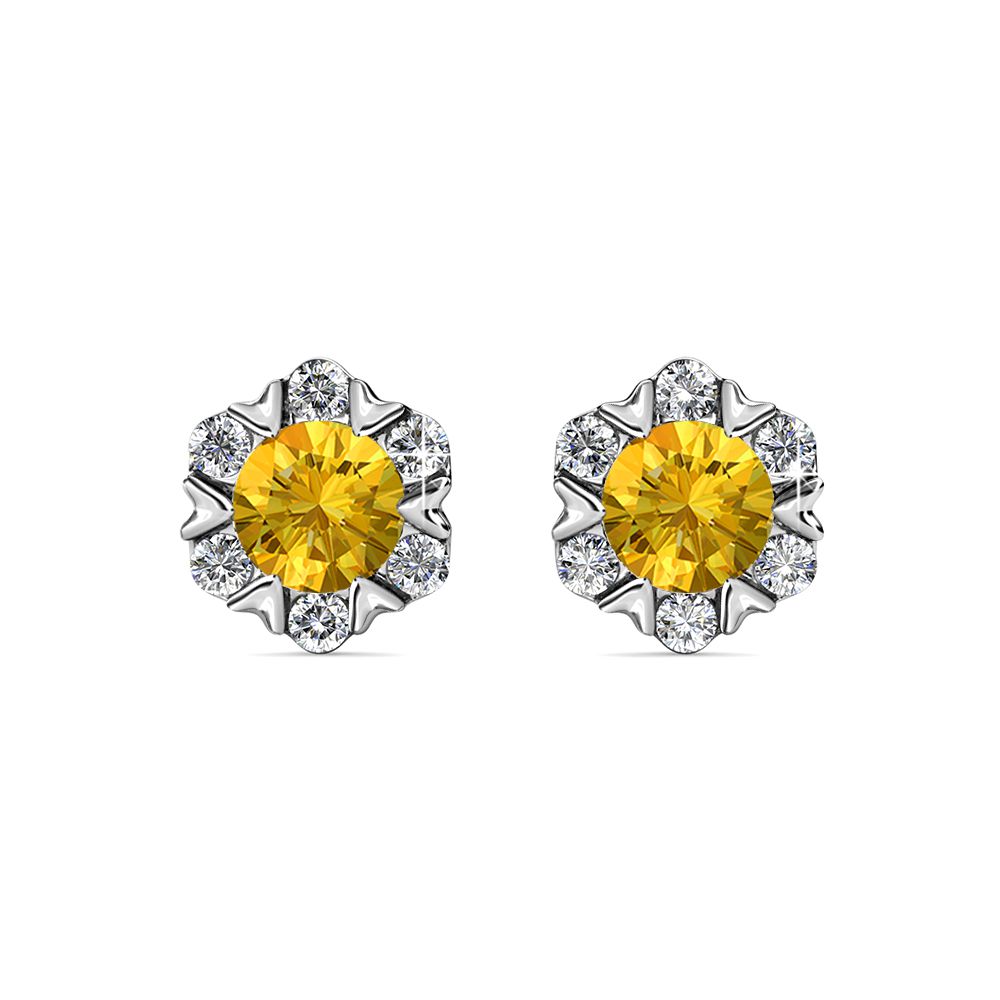 Destiny Petal November/Citrine Birthstone Earring with Swarovski Crystals