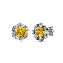 Load image into Gallery viewer, Destiny Petal November/Citrine Birthstone Earring with Swarovski Crystals