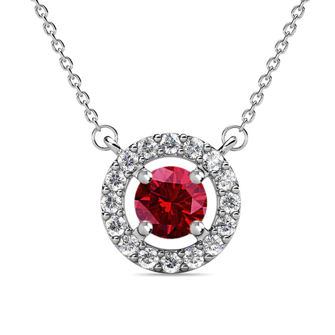 Destiny Petal Garnet/January Birthstone Necklace with Swarovski Crystals