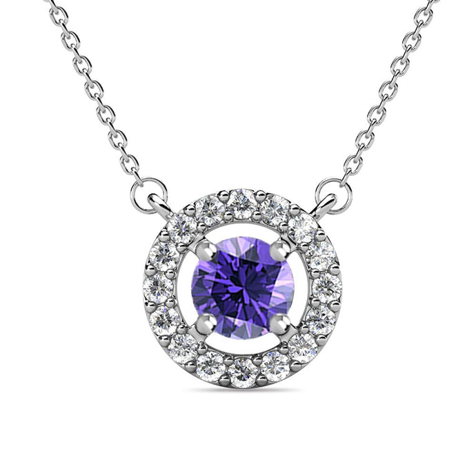 Destiny Petal February/Amethyst Birthstone Necklace with Swarovski Crystals