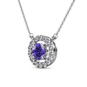 Destiny Petal February/Amethyst Birthstone Necklace with Swarovski Crystals