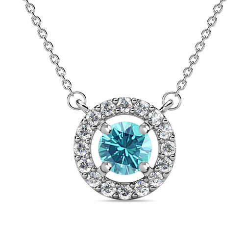 Destiny Petal March/Aquamarine Birthstone Necklace with Swarovski Crystals