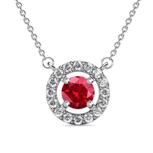 Destiny Petal July/Ruby Birthstone Necklace with Swarovski Crystals