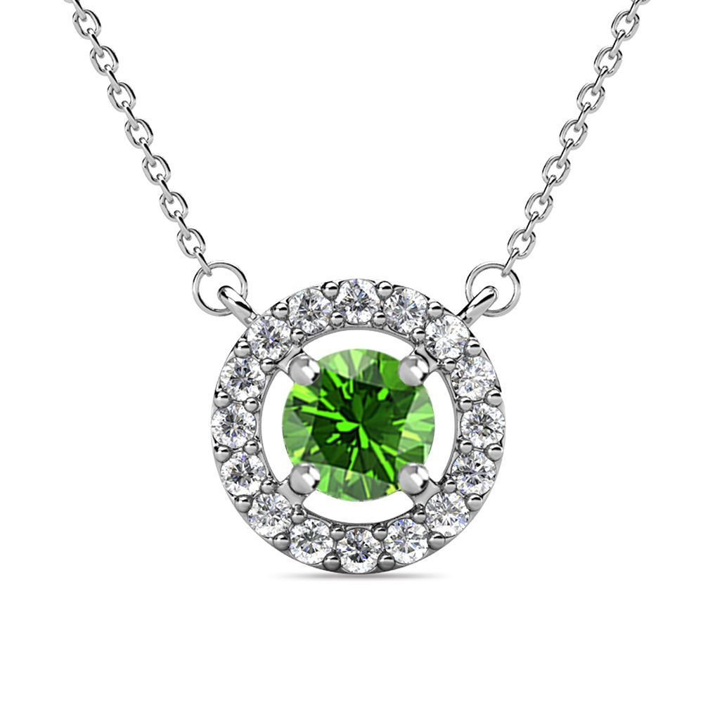 Destiny Petal August/Peridot Birthstone Necklace with Swarovski Crystals