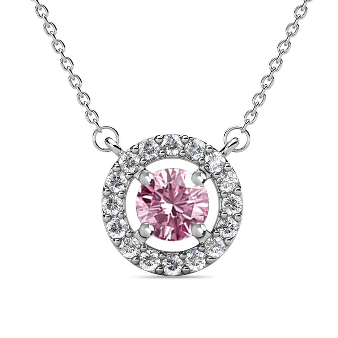 Destiny Petal October/Pink Birthstone Necklace with Swarovski Crystals