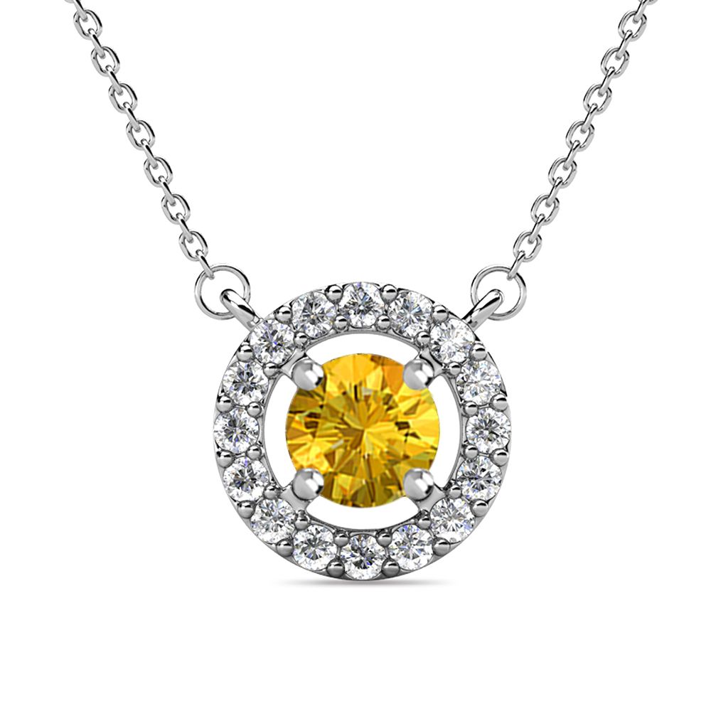 Destiny Petal November/Citrine Birthstone Necklace with Swarovski Crystals