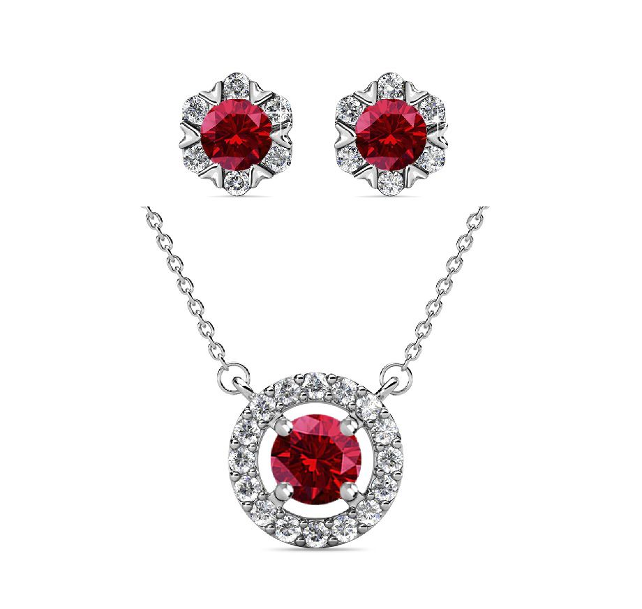 Destiny Petal Garnet/January Birthstone Set with Swarovski Crystals