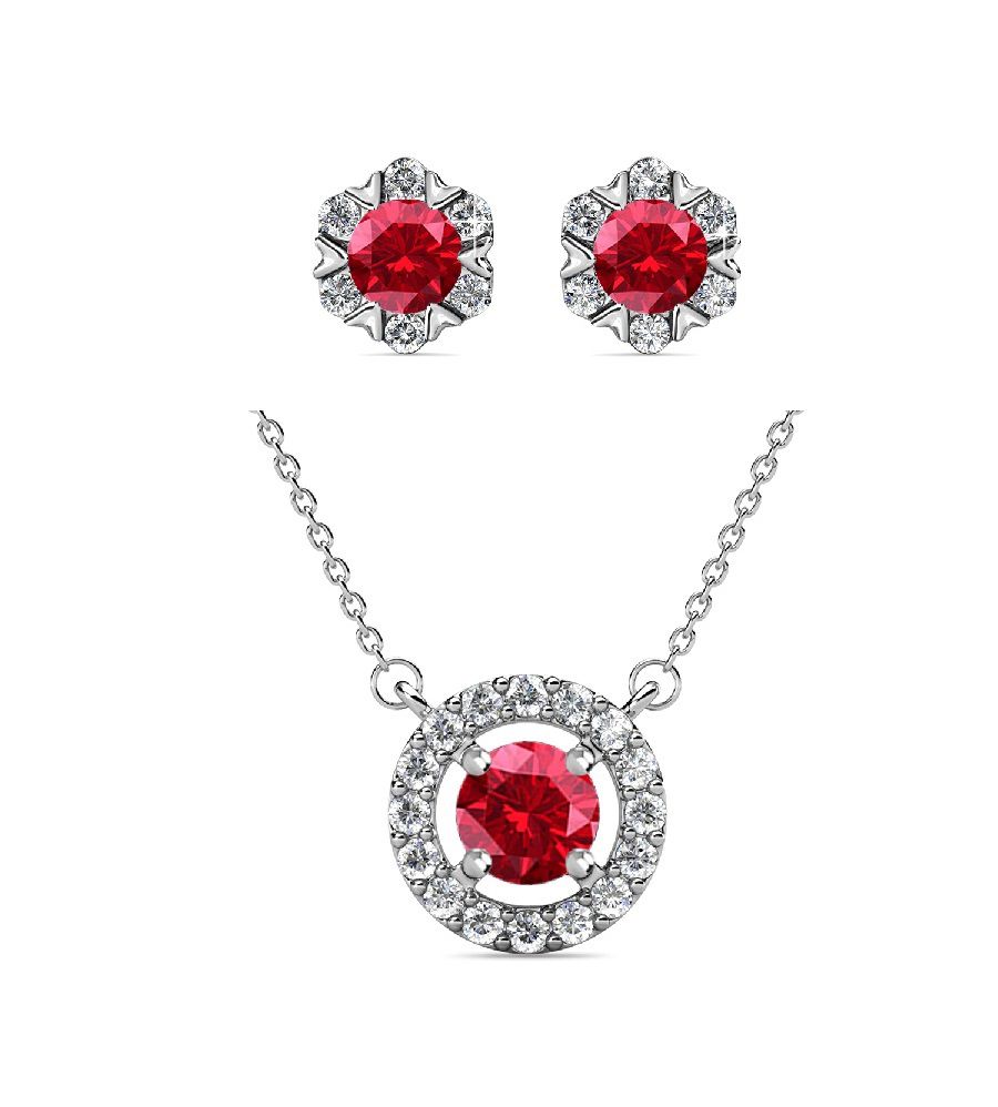 Destiny Petal July/Ruby Birthstone Set with Swarovski Crystals