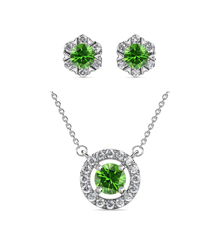 Destiny Petal August/Peridot Birthstone Set with Swarovski Crystals