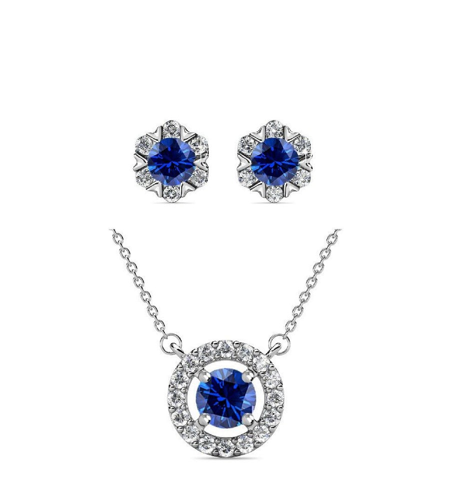 Destiny Petal September/Sapphire Birthstone Set with Swarovski Crystals