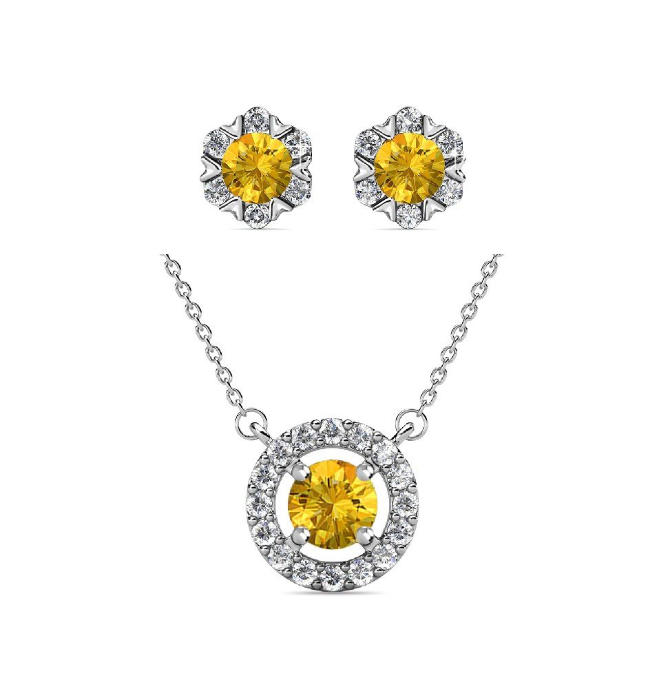 Destiny Petal November/Citrine Birthstone Set with Swarovski Crystals