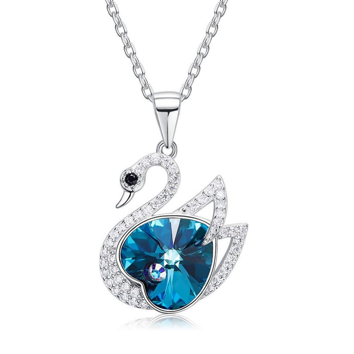 HerJewellery Swan Necklace with Swarovski Crystals