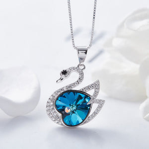 HerJewellery Swan Necklace with Swarovski Crystals