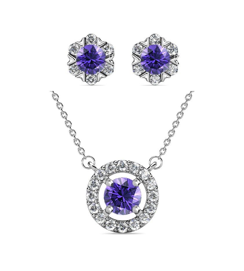 Destiny Petal February/Amethyst Birthstone Set with Swarovski Crystals