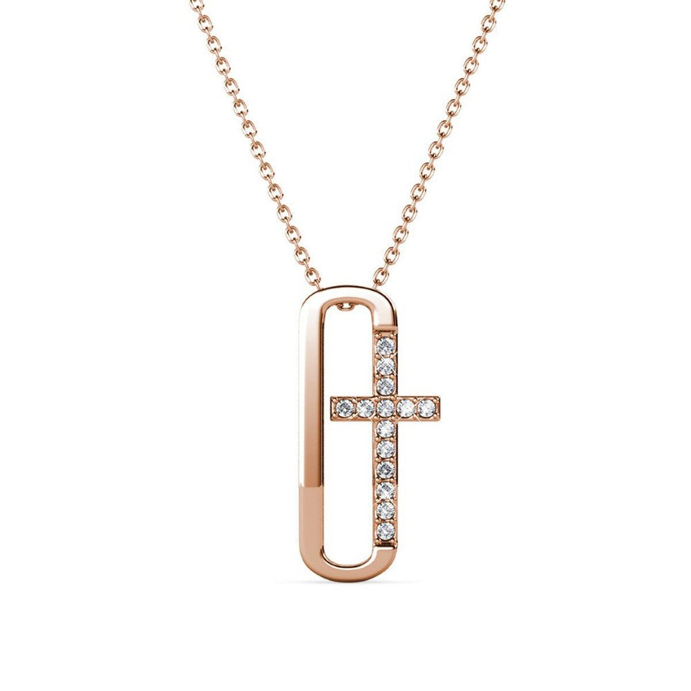 Destiny Modern Cross Necklace with Swarovski Crystals