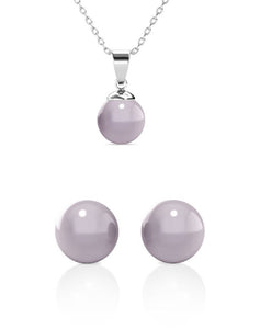 Destiny Pearl Earring & Necklace Set with Swarovski® Pearls – Lavender