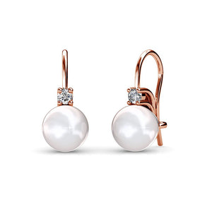Destiny Peyton Swarovski Pearl Earrings with Swarovski Crystals - Rose
