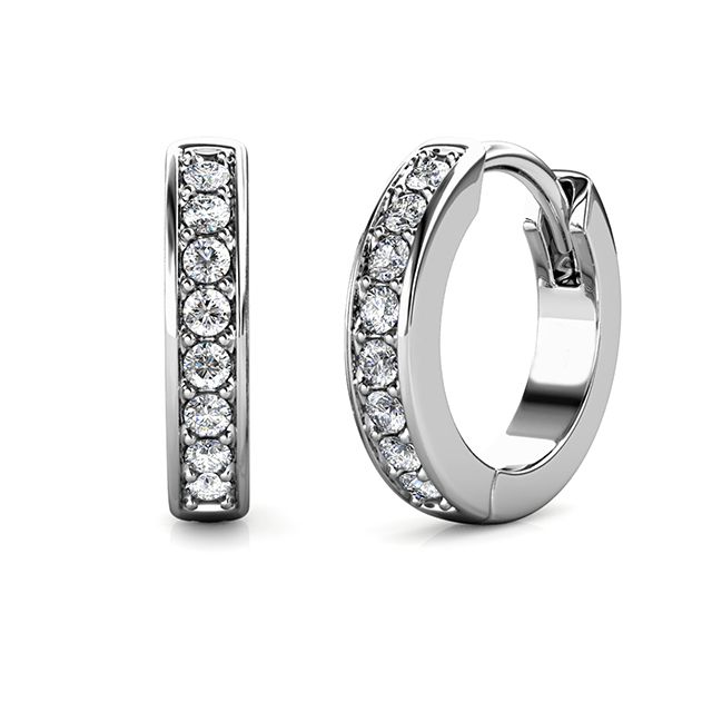 Destiny Lyanna Hoop Earrings with Swarovski Crystals - White