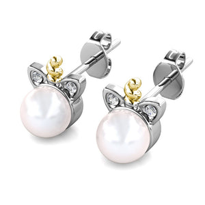 Destiny Unicorn Pearl Earrings with Swarovski Crystals