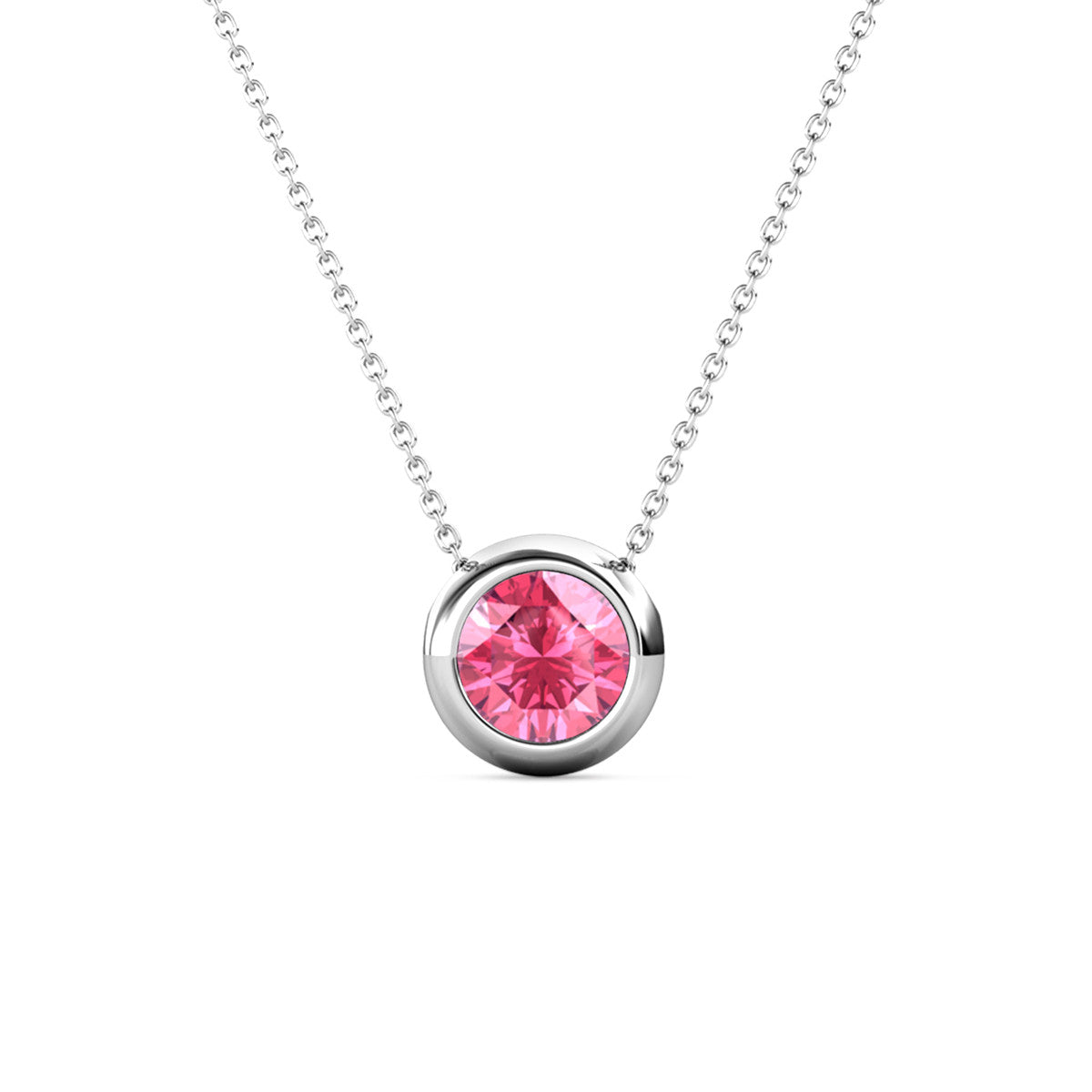 Destiny Moon October/Pink Birthstone Necklace with Swarovski Crystal