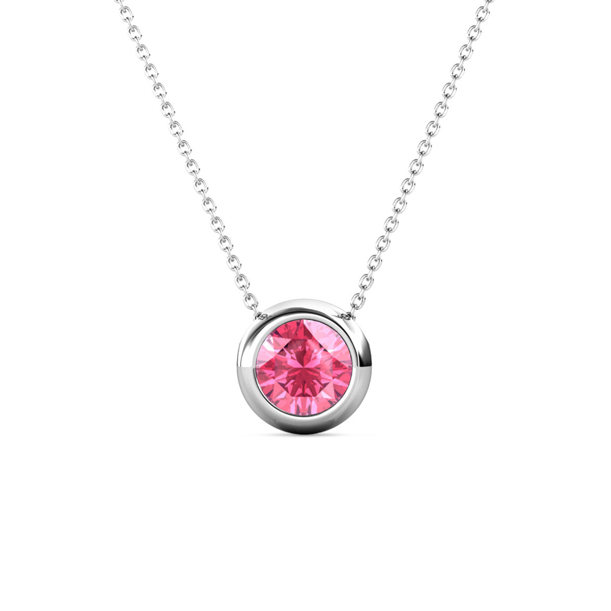 Pink Stone Necklace, October Birthstone Necklace, Pink Swarovski Necklace,  Gold Filled 18