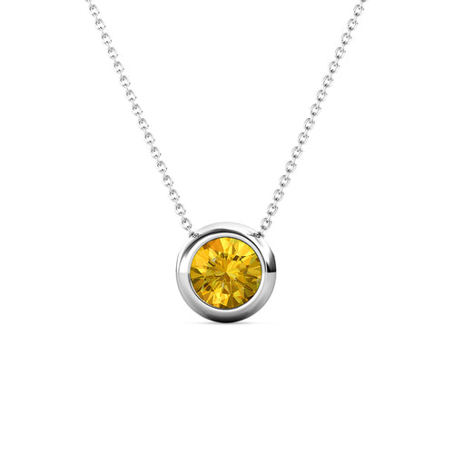 Destiny Moon November/Citrine Birthstone Necklace with Swarovski Crystals