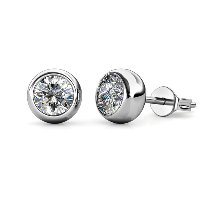 Destiny Moon April/Diamond Birthstone Earrings with Swarovski Crystals in a Macaroon case