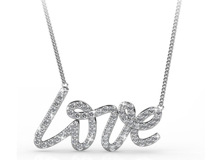Destiny Jewellery LOVE Necklace embellished with Swarovski Crystals