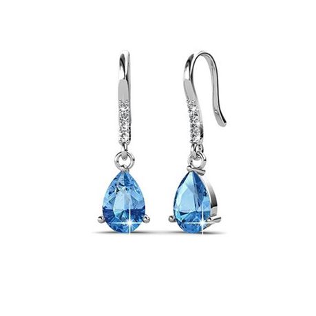 Destiny Swarovski Element Anne Aquamarine Drop Earring - Silver